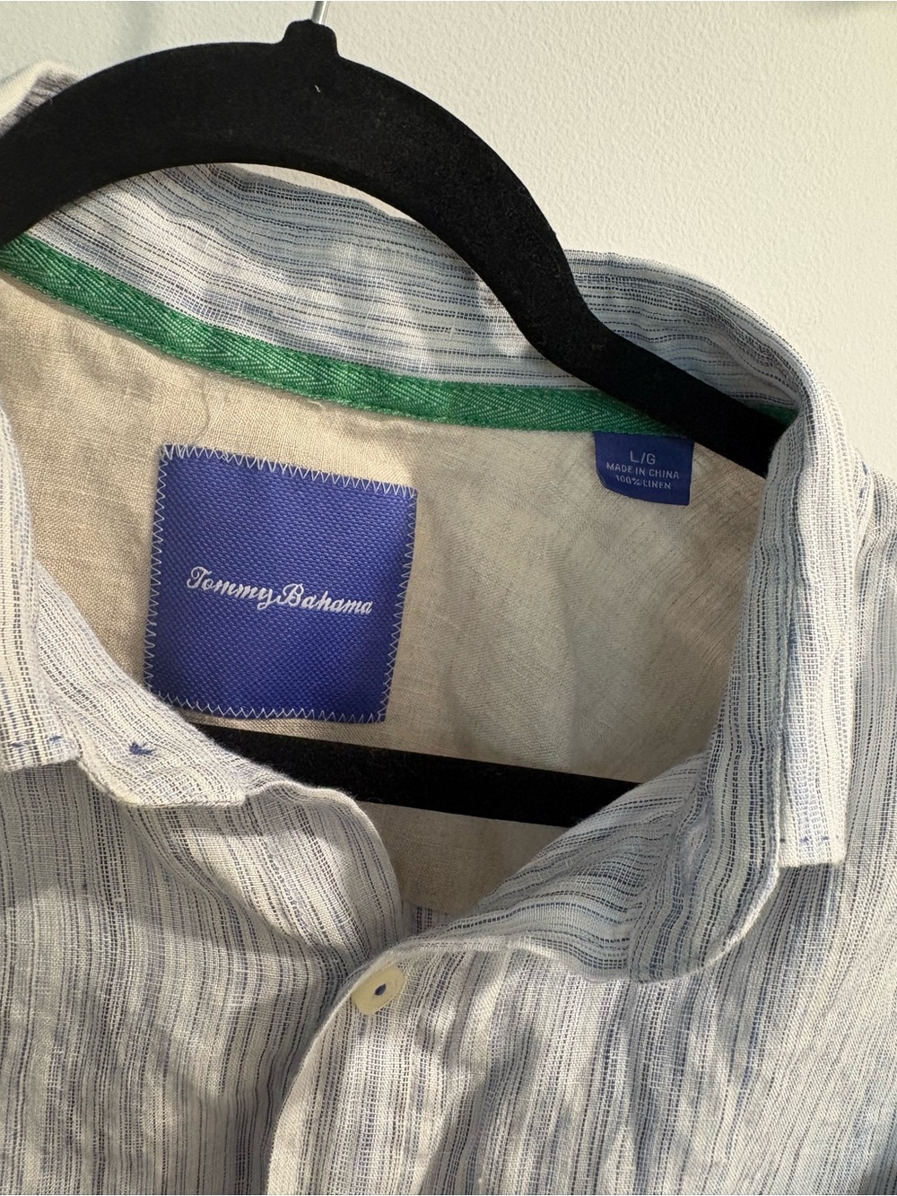 Tommy Bahama Men's Light Blue Stripe Linen Shirt large